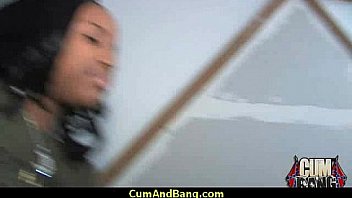 Ebony chick drowned in cum 8