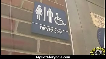 Ebony at the gloryhole jizzed on 22