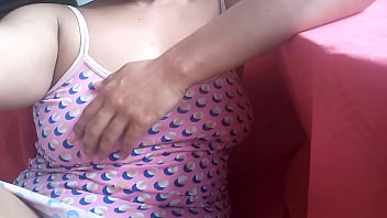 My slut stepmother has orgasms in her juicy pussy in the yard of her house