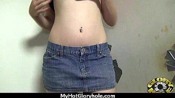 Horny lady enjoys gloryhole cocksucking interracial 13