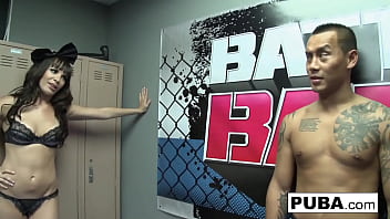 Hot brunette fights and fucks