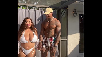 Thick brunette with massive tits swallowing jason luv ́s huge cock