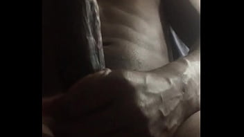 Nn strokes his big cock