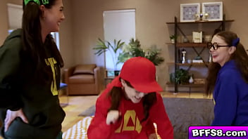 Jade valentine bella blu and megan mistakes shares cock for halloween