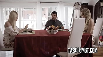 Guy has threesome with his blonde wife and stepdaughter