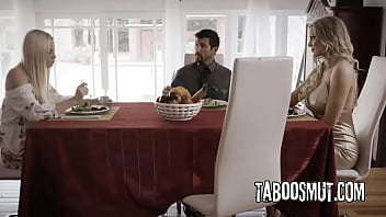 Guy has threesome with his blonde wife and stepdaughter