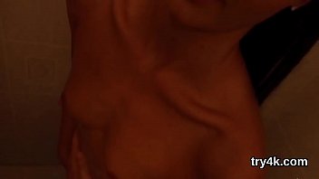 Nice cutie blows cock in pov and gets slim twat plowed