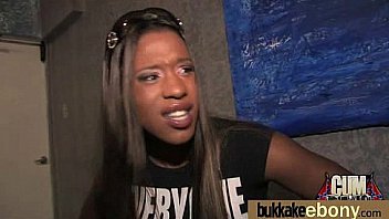 Ebony gets group cumshots 14