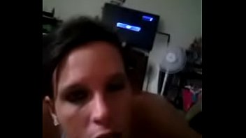 Brunette gf sucks cock and let’s bf bust on her face