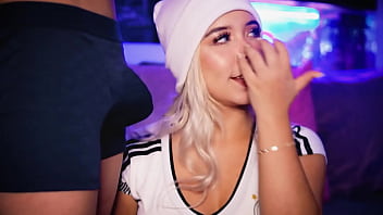 Blonde with an angelic face knows how to tempt her boyfriend in front of the cam