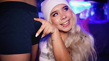 Blonde with an angelic face knows how to tempt her boyfriend in front of the cam