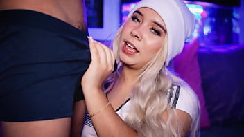 Blonde with an angelic face knows how to tempt her boyfriend in front of the cam