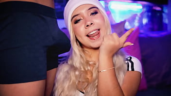 Blonde with an angelic face knows how to tempt her boyfriend in front of the cam