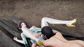 3d horny slut asain whore cheating with big cock in wild