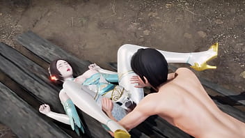 3d horny slut asain whore cheating with big cock in wild