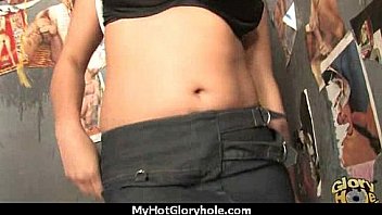 Ebony hottie milking cocks in the gloryhole 7