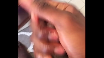 Juicy black dick being stroked