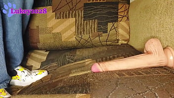 Kicking and stepping on dildo