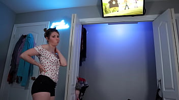 Caught my stepbro in my bed and make him cum