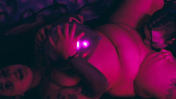 Clown girls are enjoying foot fuck