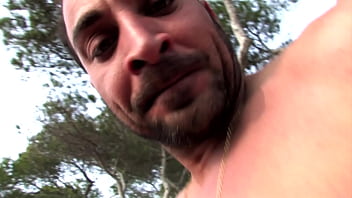 Slutty brunette girl fucked in outdoor