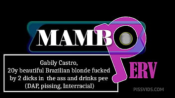 Gabily castro 20 years beautiful brazilian blonde fucked by 2 dicks in the ass and drinks pee dap pissing anal 0% pu