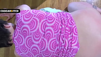 Nasty milf fucked young guy and ate his cum with icecream