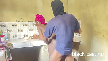 I fuck my house help in the kitchen while she was trying to cock because my wife is not around