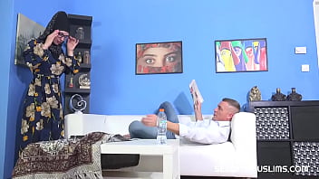This sexy and hot muslim lady in hijab wants his hard cock very much