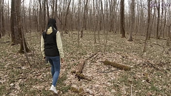 A walk for snowdrops turned into a juicy blowjob in the middle of the forest