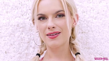 Glamorous blonde model close up tease