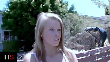 Blonde with light skin takes a black cock in her pussy which expands it a lot