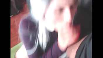 Slutty sucks cock while playing with herself