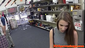 Smalltit pawnee bouncing on pawnbrokers cock