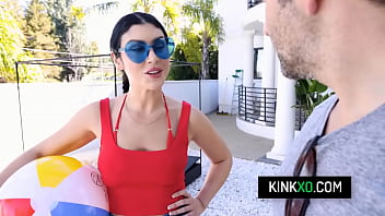 Perv stud fucks stunning teen with perfect curves from behind