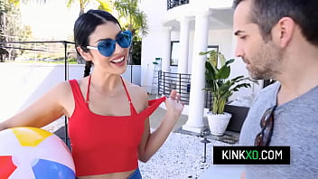 Perv stud fucks stunning teen with perfect curves from behind