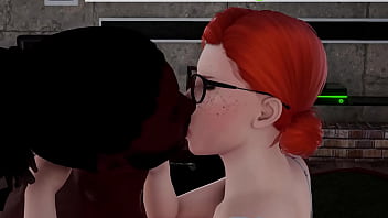 Nerdy redhead in interracial action