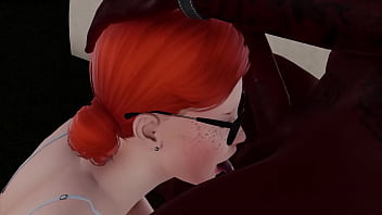 Nerdy redhead in interracial action