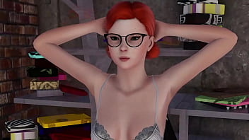 Nerdy redhead in interracial action