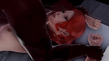 Nerdy redhead in interracial action