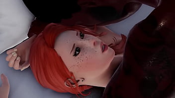 Nerdy redhead in interracial action