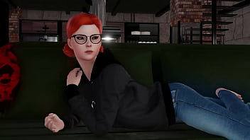 Nerdy redhead in interracial action