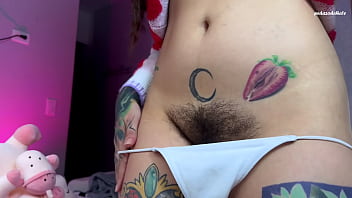 Girl with split tongue licks a lollipop and puts in ass