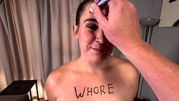 Cunt face sucking my cock as i spit on her and give her a cum facial