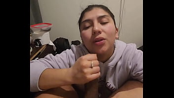 My gf gives me a quick bj she can't let go of my dick