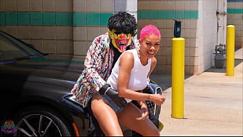 Ebony mega slut and goddess throwing ass on a clown