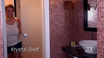 Giant czech natural tits drenched in shower masturbation action