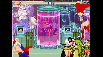 Mugen super busty heroine vs sluggs in the lab