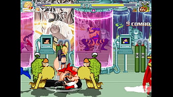 Mugen super busty heroine vs sluggs in the lab