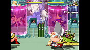 Mugen super busty heroine vs sluggs in the lab